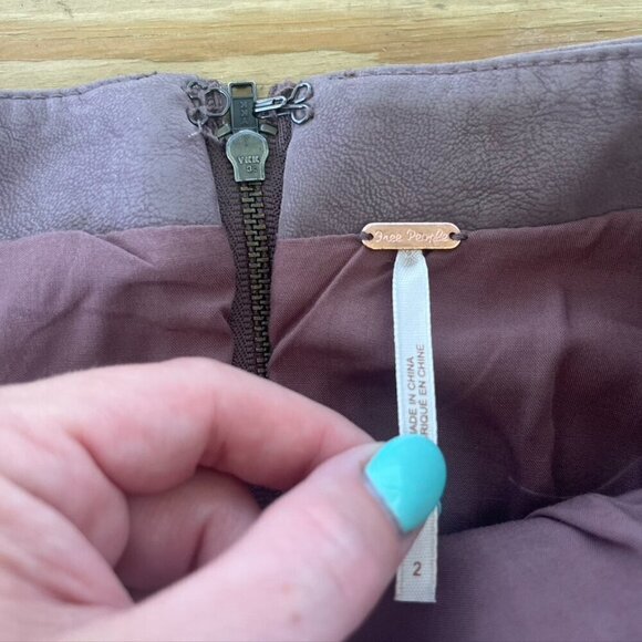 Free People | Mauve Chic Boho Rayon Vegan Leather Biker Mini Skirt 2 - Picture 11 of 12